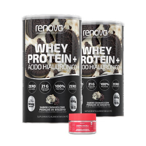 2 Whey Protein com Ácido Hialurônico 1x Creme Retinol