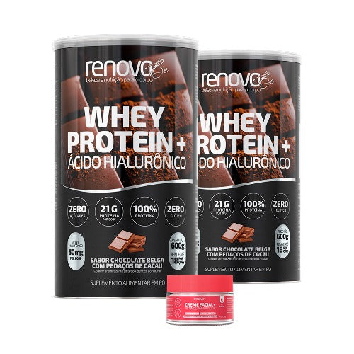 2 Whey Protein com Ácido Hialurônico 1x Creme Retinol